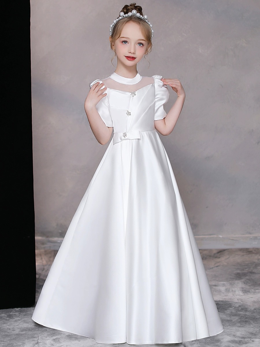 Children's Dress Princess Dress Flower Girl's Wedding Girl's Satin Dress Girl's Piano Performance Performance Performance Dress