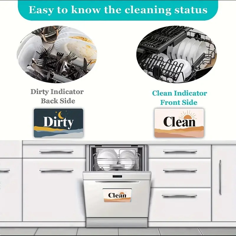 Picture of dirty clean magnetic refrigerator stickers for cross-border foreign trade new kitchen dishwasher refrigerator decoration magnetic stickers