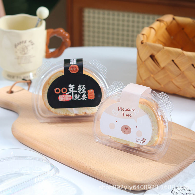 Cake Roll Box Swiss Roll Tiger Leather Roll Disposable Packaging Box Semi-round Banji Box Baking West Point Cake Box