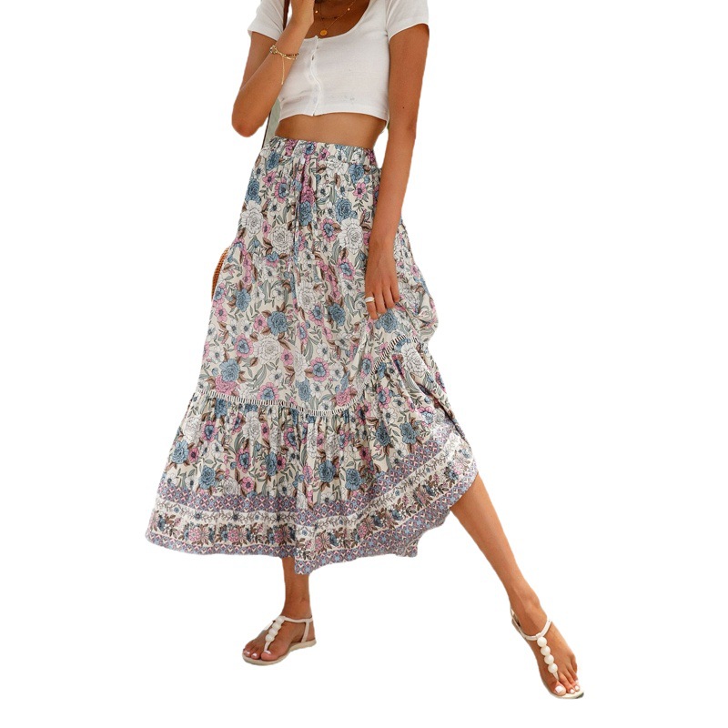 Picture of Real Shot of Spot Cross-Border Foreign Trade Amazon Independent Station European and American New Skirt Rayon Seaside Vacation Beach Skirt