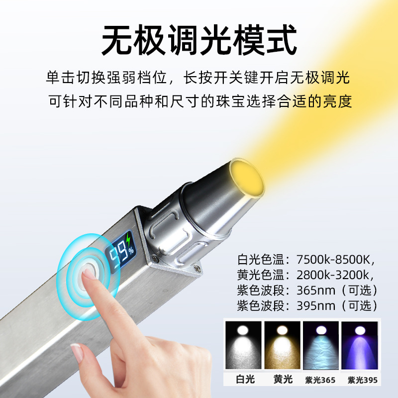 Picture of New jewelry jade identification lamp don't rechargeable 365 purple light egg device jade detection according to jade flashlight