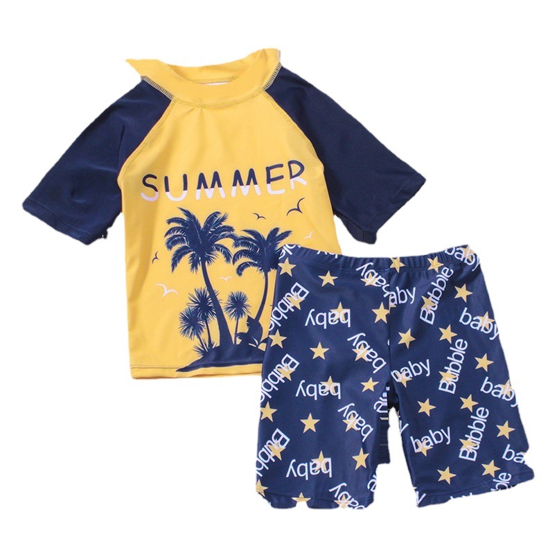 Children's swimsuit boys' split middle and big children student swimsuit quick-drying cartoon infant split sun protection swimming clothes