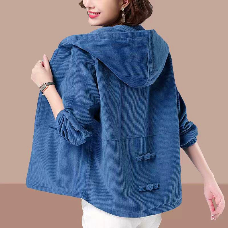 Picture of Women's Corduroy Short Coat Korean Style Loose 2023 Autumn and Winter Large Size Slim Look Jacket Casual Sweater for Women