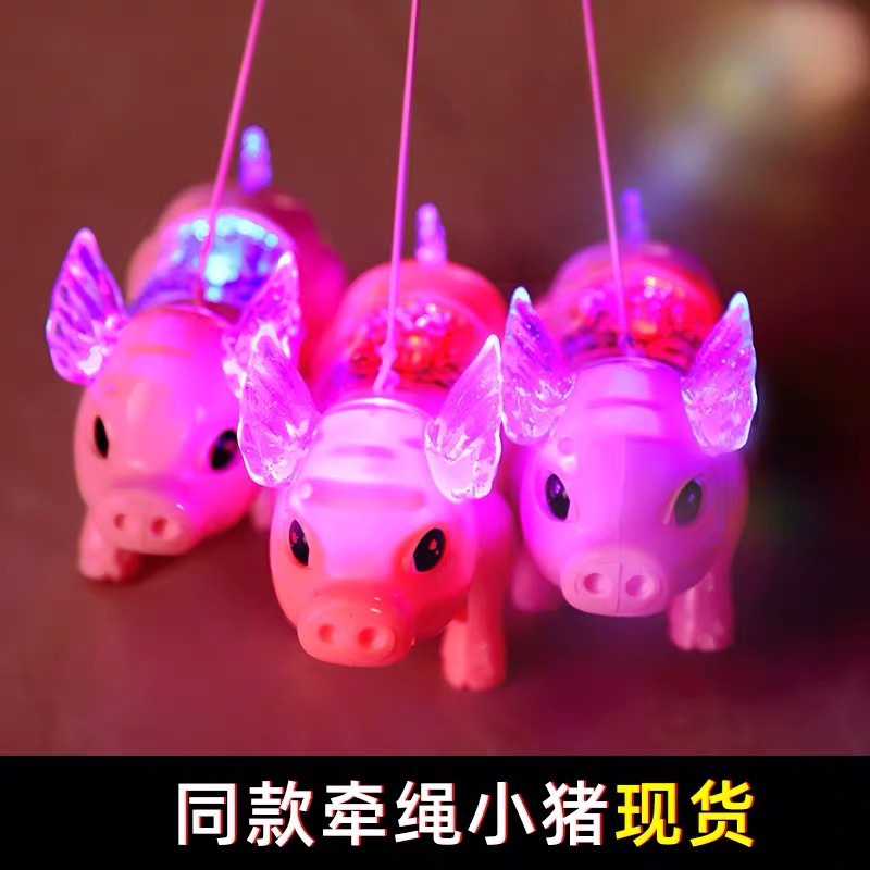 Picture of Net red rope can run electric piglet luminous music walking children's baby toys boys and girls children trembles