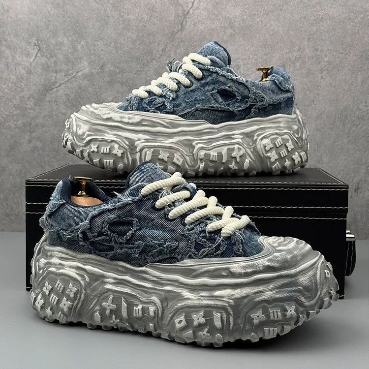 Men's 2025 Spring and Summer New Fashion Retro Trend Tire Bottom Casual Torre Thick Bottom Explosions All-match sneaker