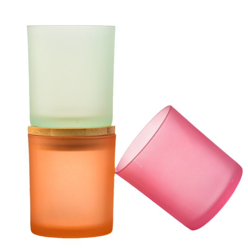 Picture of Wholesale DIY Flameless Scented Candle Cups Empty Colored Glass Jars Transparent Sprayable Glass Bottles with Screen-Printed Text