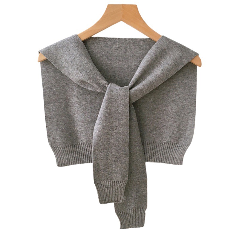 Striped Wool Outer Shawl Women's Winter Dual-use Scarf Knitted Shoulder Korean New Spring and Autumn Solid Color Thin False Collar