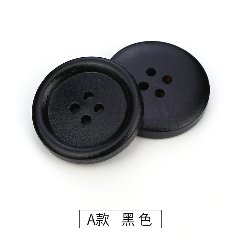 Picture of Cida manufacturers supply wood buttons 9mm -38mm four-eye fine edge buckle sweater round children's DIY accessories