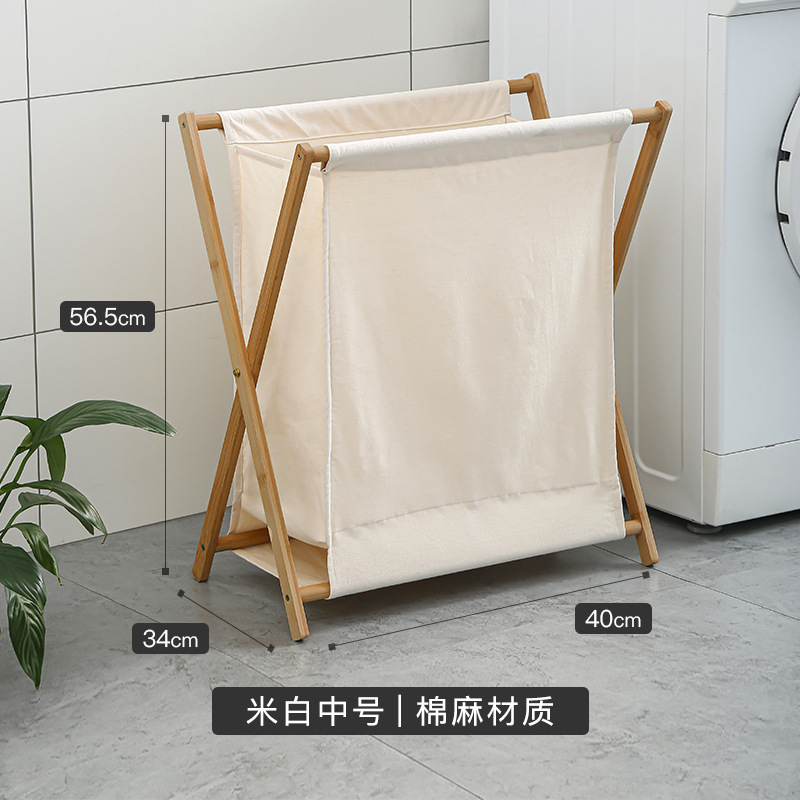 Picture of Household Solid Wood Dirty Clothes Basket Dirty Clothes Basket Laundry Storage Clothes Basket Foldable Large Bathroom Laundry Storage Basket