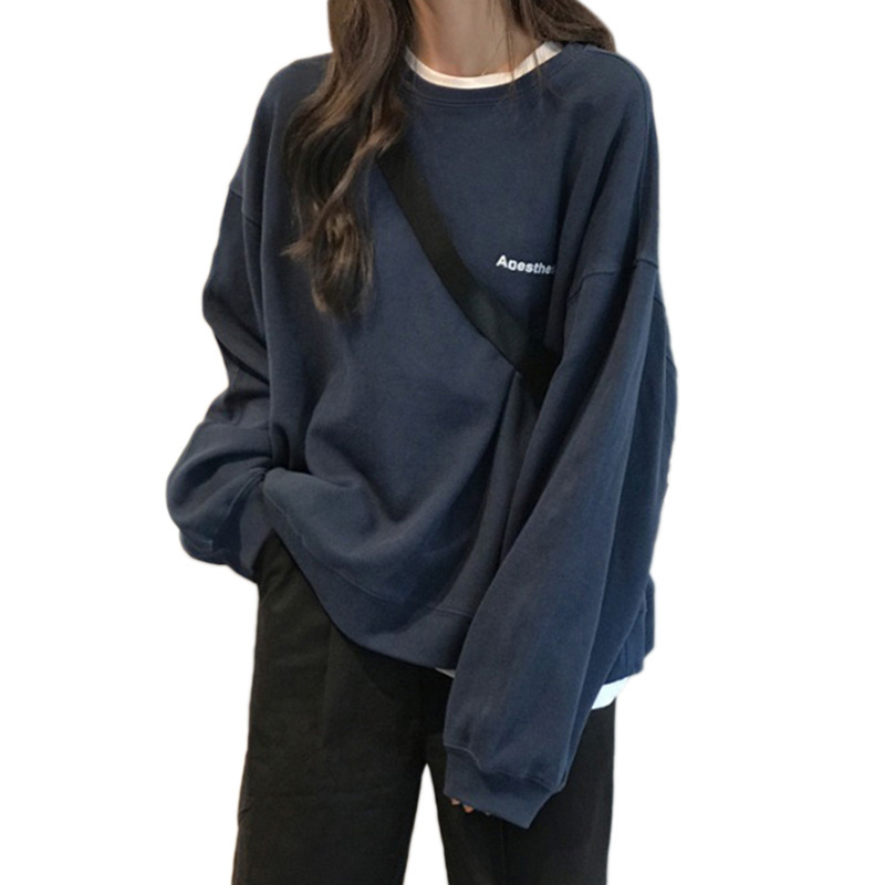 Picture of 2023 Autumn New Korean style letters loose slimming long-sleeved sweater thin coat for female students fashionable one-piece delivery