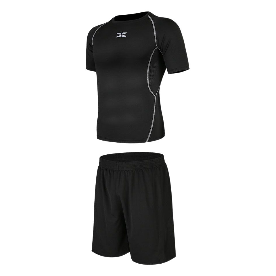 Men's Gym Sports suit Summer Tight Clothes Training Clothes Basketball Short-sleeved Shorts Running Clothes Two-piece Set