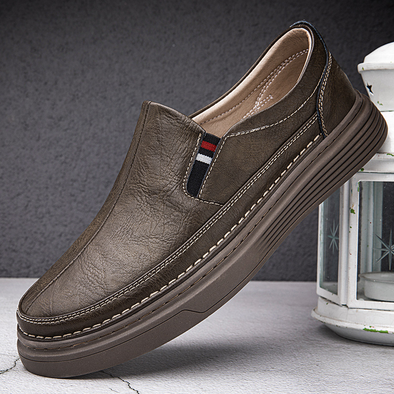 Men's Shoes Summer New Style Board Shoes Men's Trendy Shoes British Business Leather Shoes Men's Slip-on Lazy Workwear Casual Shoes