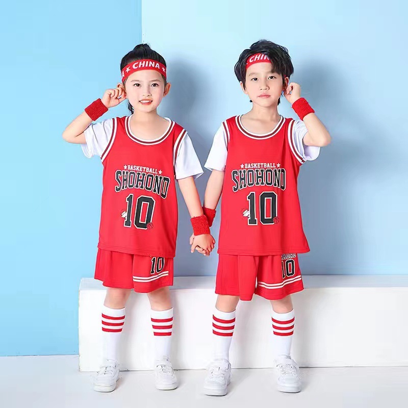 Picture of Children's Basketball Uniform Set for Boys and Girls Quick-Drying Sports Vest Youth Student Short-Sleeved Training Uniform Football Jersey