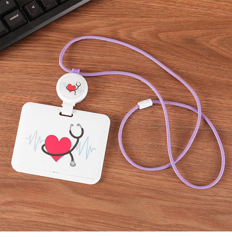 Picture of Qiuyu Hospital Easy Pull Buckle Hanging Neck Card Set Work Certificate Hanging Rope Telescopic Buckle Breast Card Meal Card Access Control Easy Pull