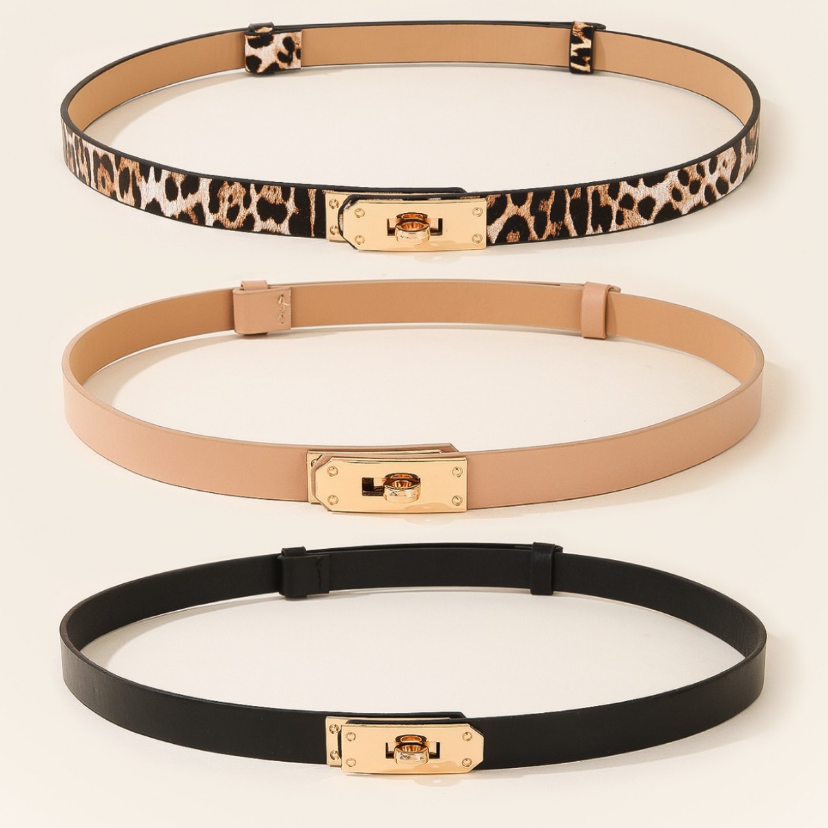 Cross-Border New Style Waist-Lock Buckle Narrow Belt Long Shirt Skirt Decorative Elastic Adjustable Small Belt Ready for Sale