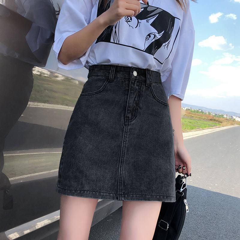 Half-length denim skirt women's summer 2022 new ins hot girl style high waist thin A- line hip skirt miniskirt women's