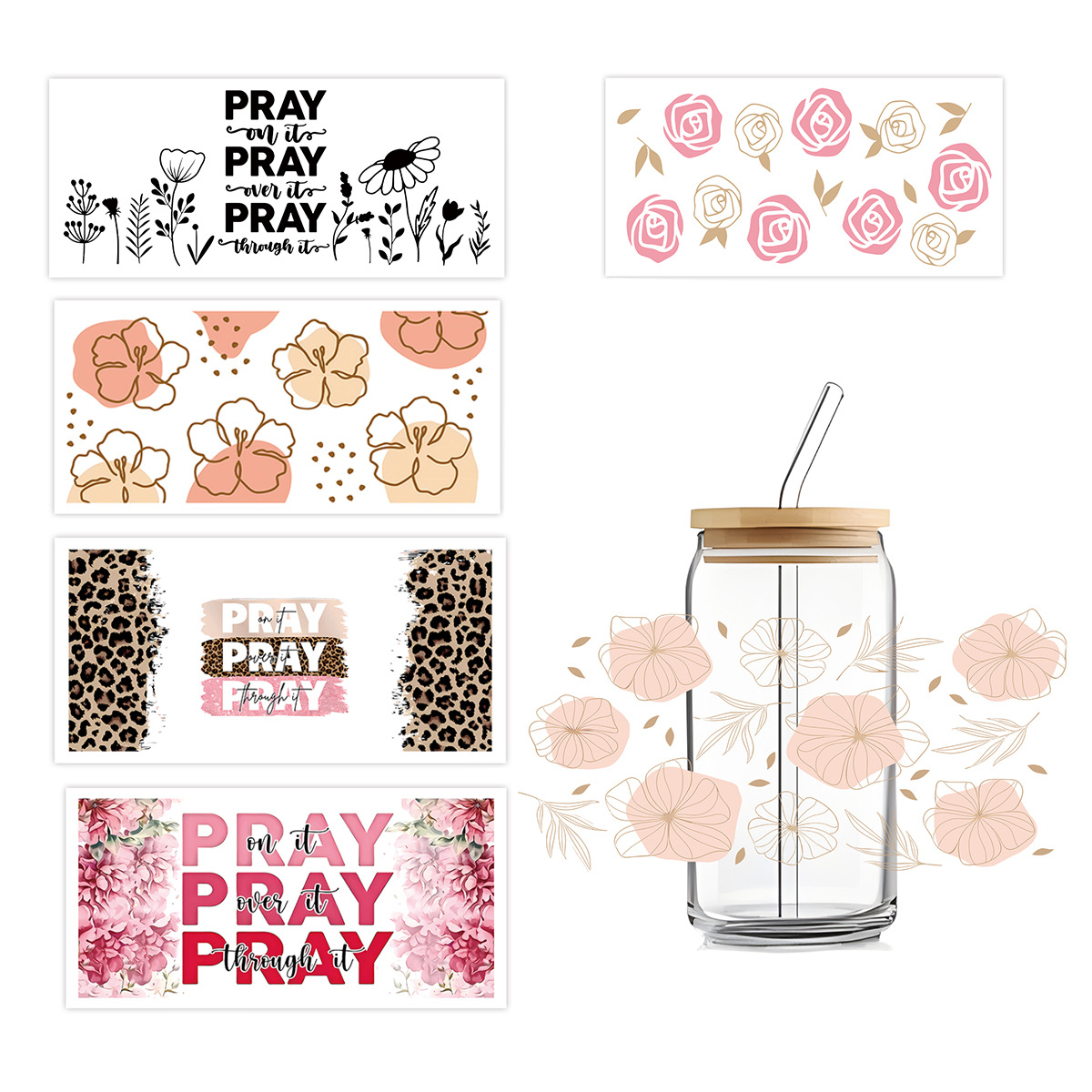 UVDTF transfer crystal transparent sticker Diy glass special waterproof high temperature resistant flower pattern in stock wholesale