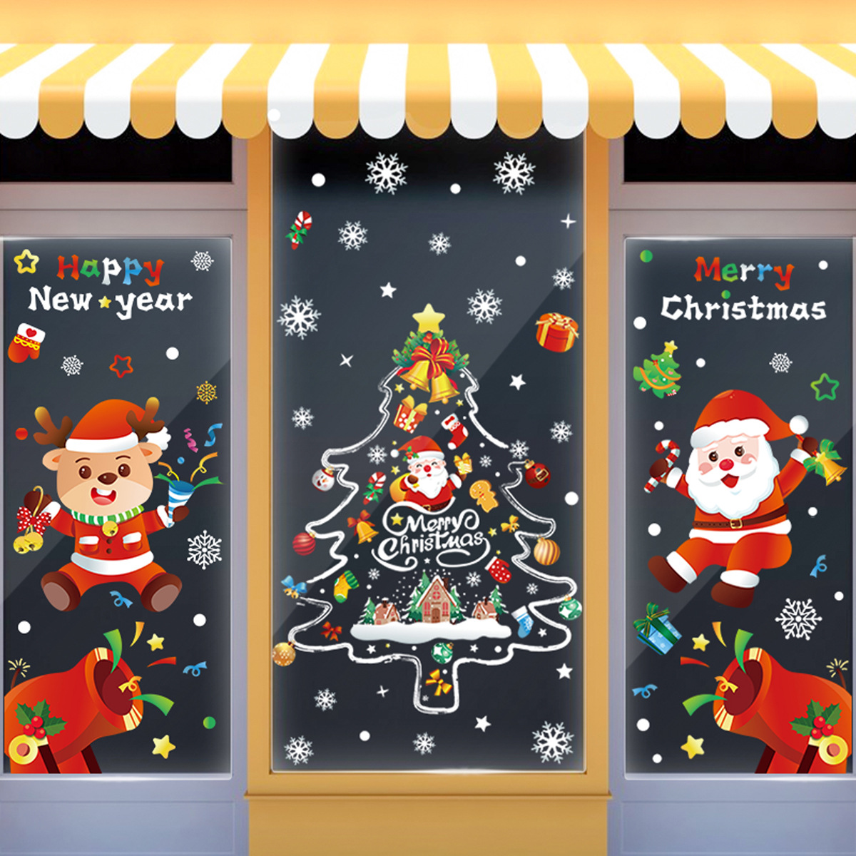 Christmas Decoration Snowflake Stickers Christmas Shopping Mall Glass Window Scene Layout Christmas Tree Old Man Elk Window Stickers