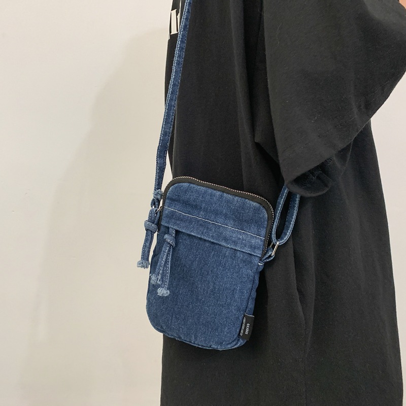 Harajuku style denim mobile phone bag 2024 spring and summer new daily commuter shoulder messenger bag wholesale