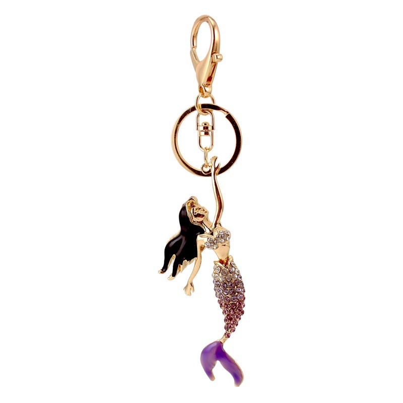 Creative cartoon mermaid car keychain cute lady bag accessories pendant key chain small jewelry 841