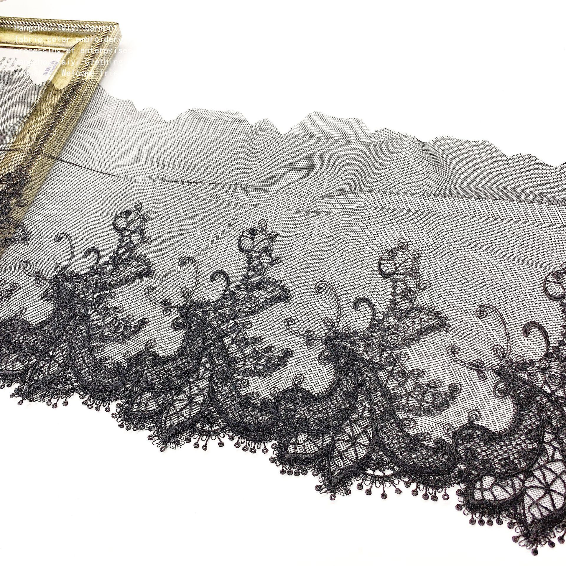 Flower height 13CM leave 4CM mesh upper and lower hand cut net mesh hollow water soluble flower bar code lace