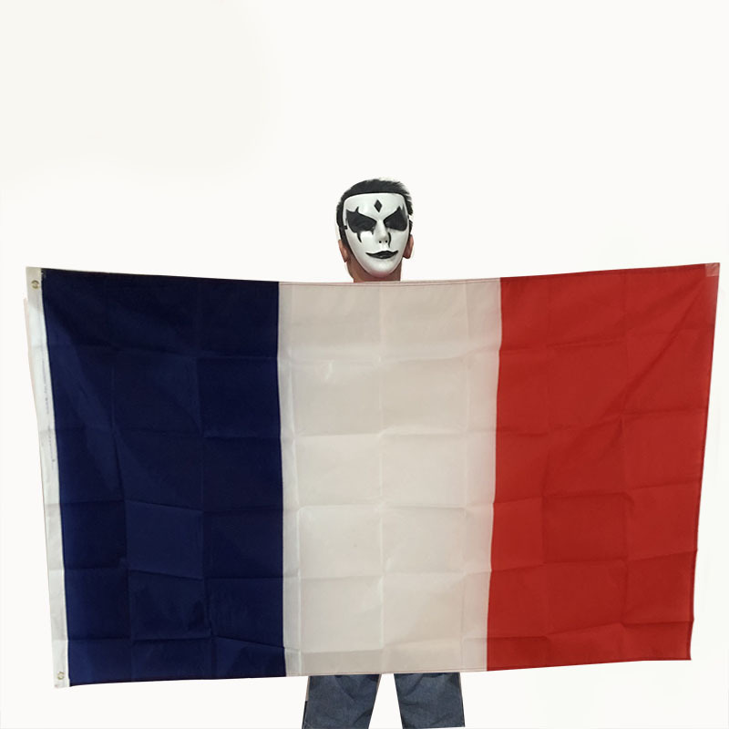 Source Factory Wholesale Polyester Fabric Screen Printed Fan European Cup Flag 90*150cm French Flag Flagpole