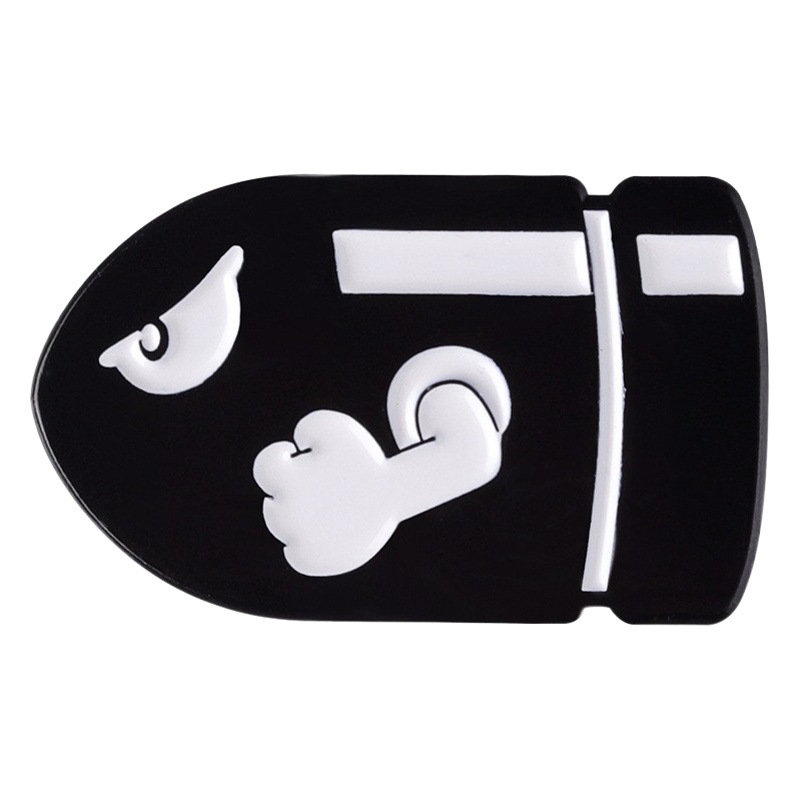 Cross-border hot new alloy black bullet-shaped brooch cartoon cute metal clothes pin buckle wholesale