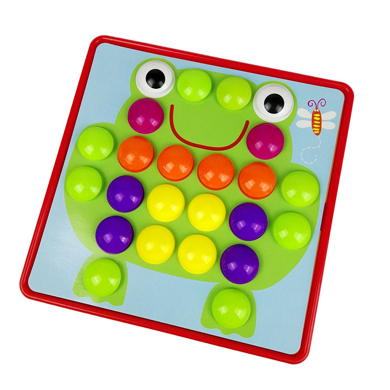 Picture of Large-grain button jigsaw puzzle mushroom nail originated from American early childhood Children's Enlightenment puzzle color matching combination toy