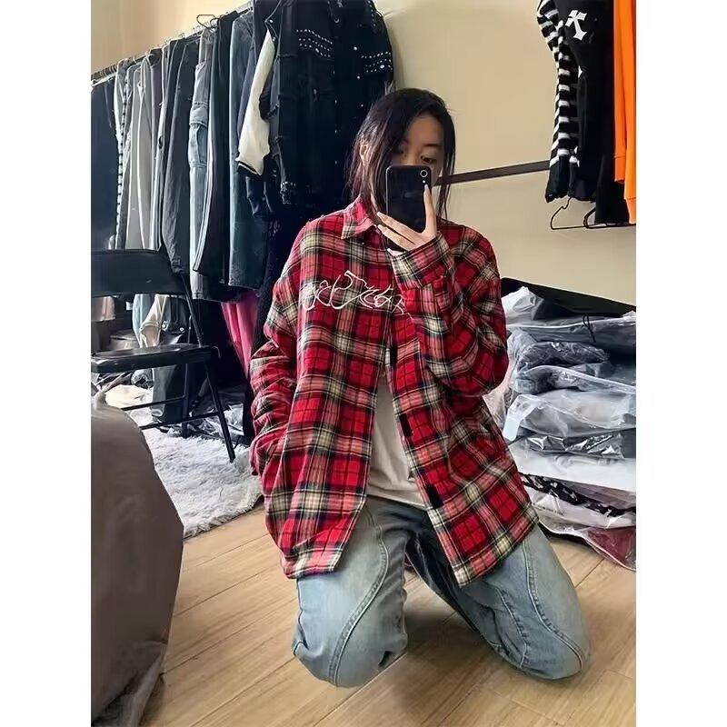 Picture of Design Plaid Shirt for Women, Japanese Retro Summer Shirt Jacket, New Niche 2025 Vintage Trendy Brand