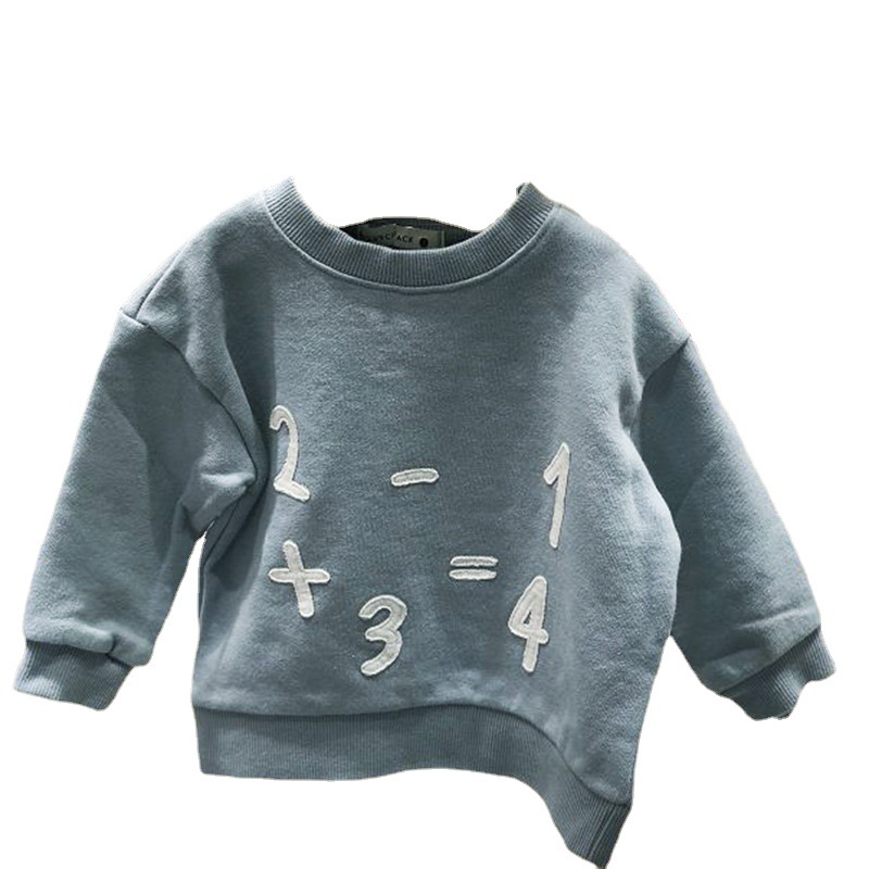 Picture of Autumn and winter clothing Korean children's clothing new boys and girls Korean fan loose thin velvet cotton sweater digital long sleeve top 2