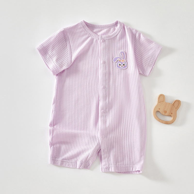 Picture of Baby Clothes Summer Thin Modal Boneless Single-breasted Short-sleeved Men's and Women's Baby Climbing Clothes Infant Jumpsuit