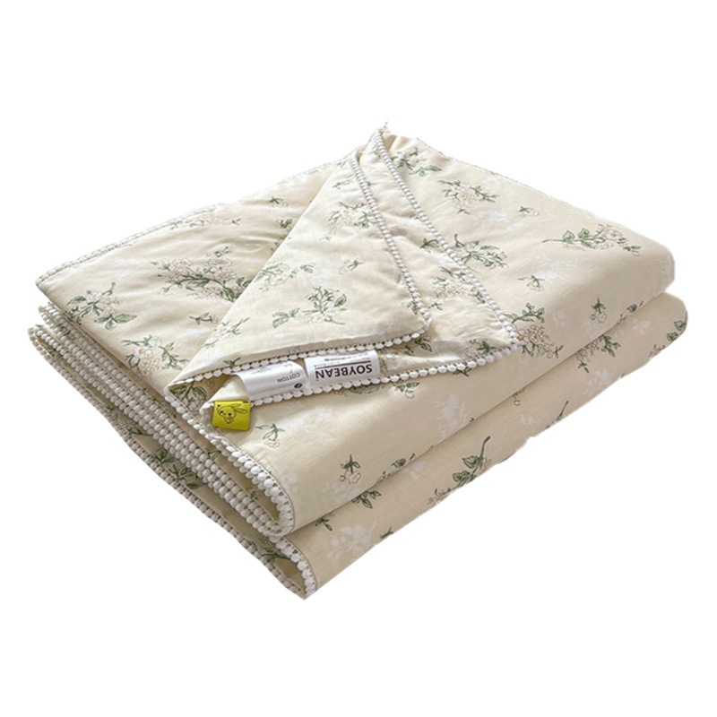 Korean-style soybean fiber summer quilt four-piece machine washable air-conditioning quilt wholesale skin-friendly thin quilt cotton summer quilt