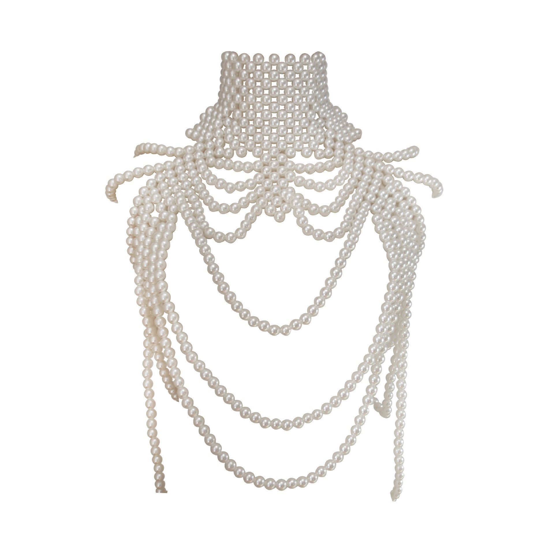 Picture of Europe and the United States cross-border jewelry hot hand woven fashion pearl shoulder chain retro multi-layer tassel neck chain body chain