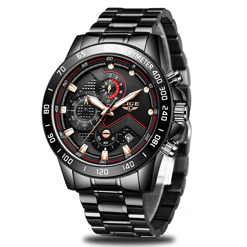 Picture of LIGE/LIGE cross-border special for men's business quartz watch three-eye six-pin multi-function waterproof watch Chronograph