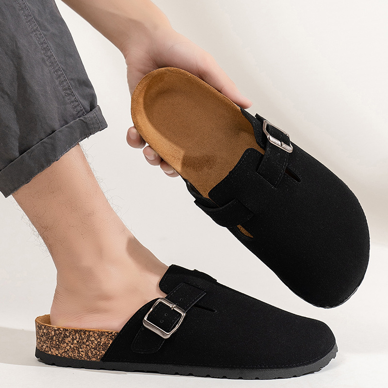 Cross-border plus size Couple's Half Slippers Fashion European and American Style Outwear Slippers Non-slip Platform Men's Birkenneth Shoes