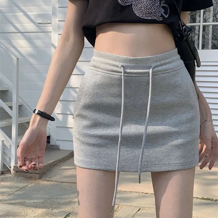 Multicolor High Waist Meat Covering Pure Desire Style 2024 Summer Sexy Slimming Drawstring Skirt Casual Hip Skirt