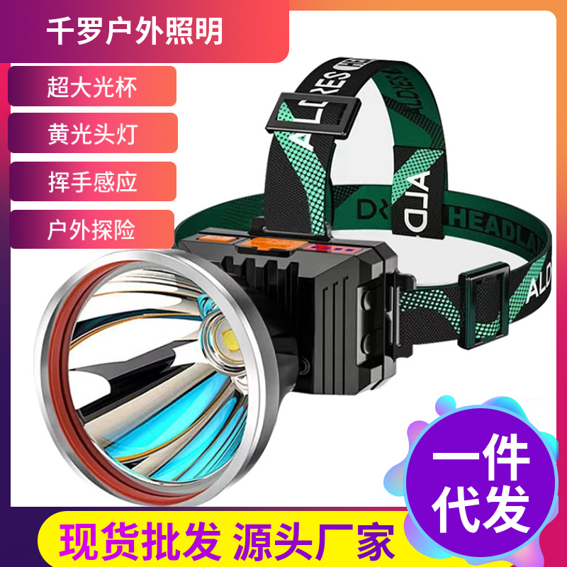 Cross-border induction headlight led strong light long-range head wearing outdoor fishing multifunctional rechargeable miner's lamp flashlight wholesale
