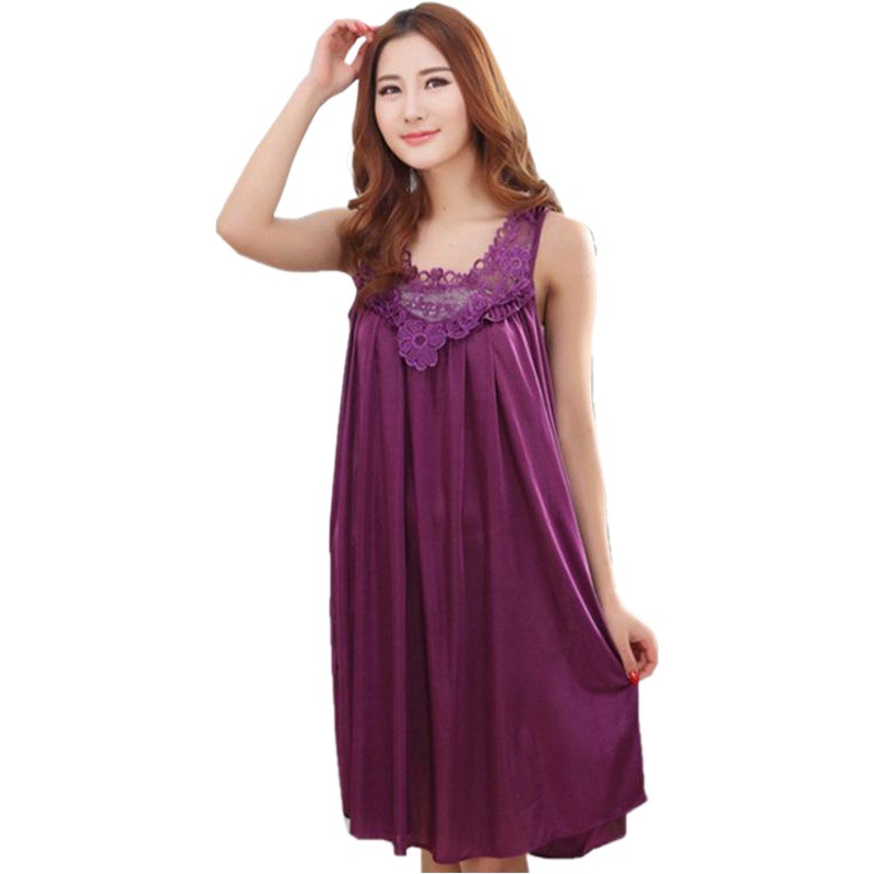 Summer Korean style ice silk pajamas chubby girl nightdress plus size women's sling artificial silk thin summer loose home wear
