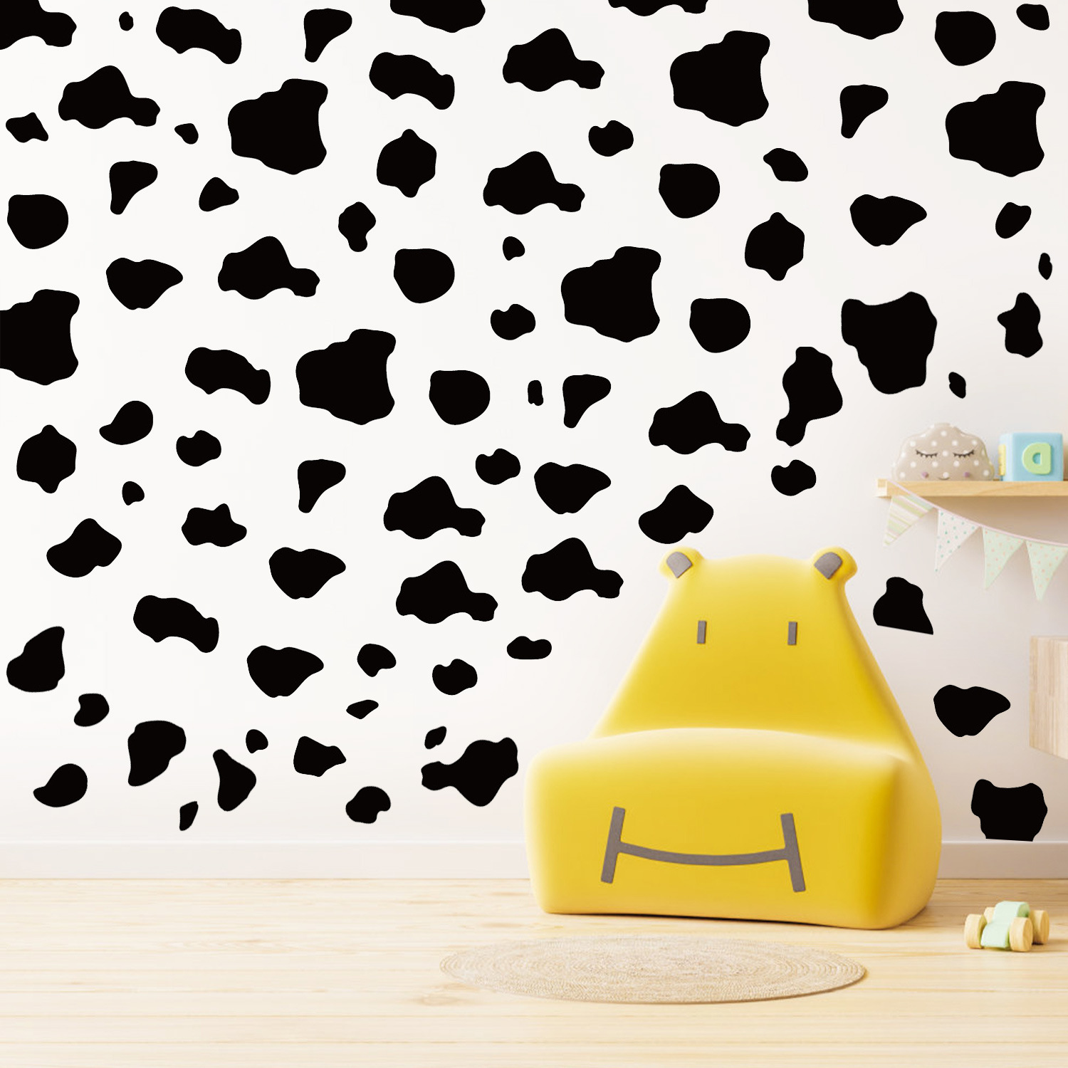 Picture of Cross-border Amazon Foreign Trade Cow Spotted Pattern Wall Stickers Black Geometric Stars Bedroom Home Decoration Wall Stickers