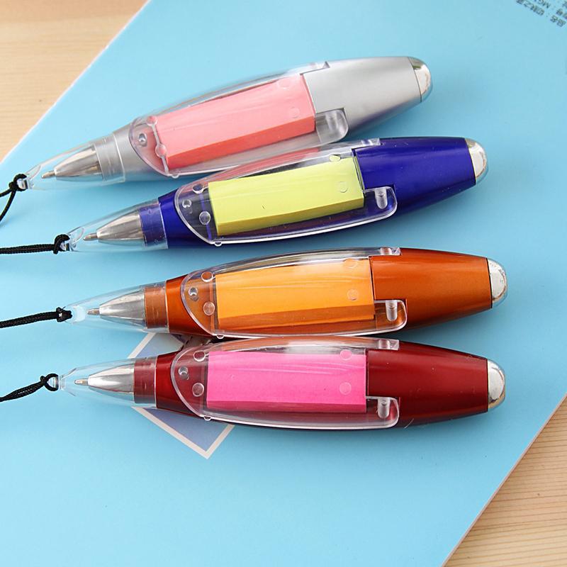 Factory promotion multifunctional color lanyard note paper LED light pen advertising pen round bead printable QR code logo