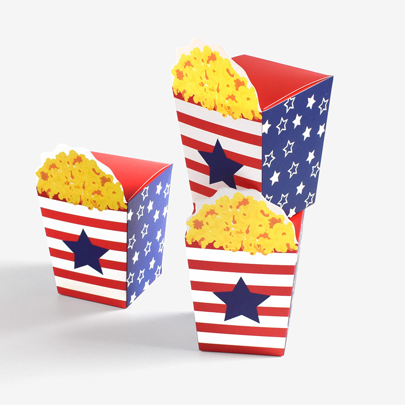 Creative American Popcorn Style Candy Packaging Box Spot Independence Day Commemorative Color Gift Folding Packaging Box