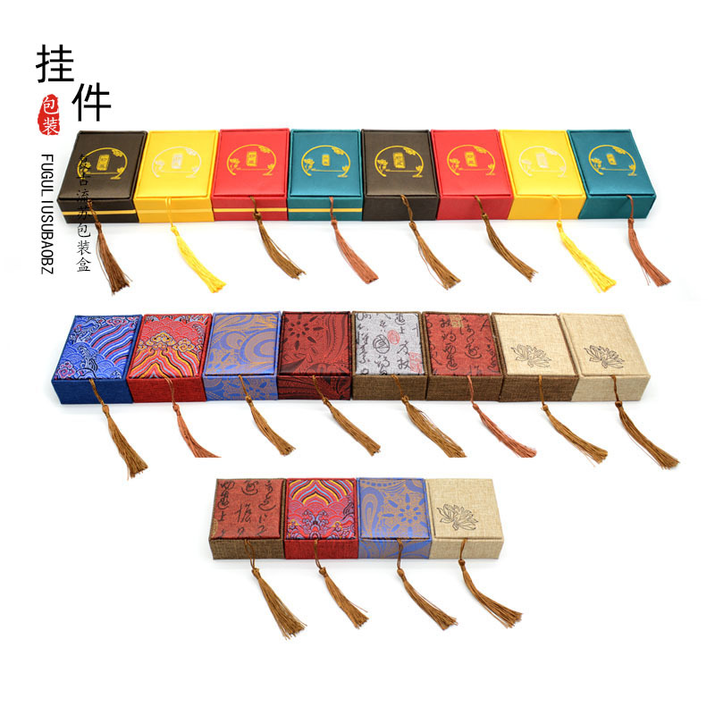Vintage tassel linen jade jewelry jade jewelry necklace ring bracelet pendant packaging box handstring box wholesale