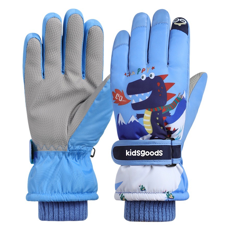 Winter Children's Ski Gloves Boys and Girls Students Riding Warm Waterproof Thickened Coral Fleece Finger DRST23