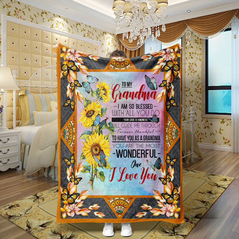 Picture of Family love teachers and students girlfriends love message flannel blanket summer air conditioning blanket autumn and winter nap printing blanket