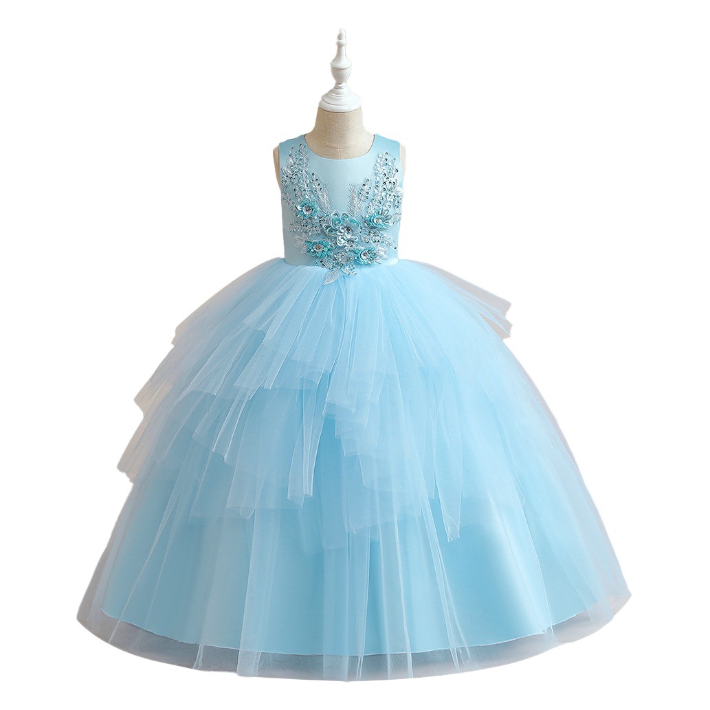 Children's Dress Girls' Princess Dress Poncho Florist's Birthday Wedding Dress Host Piano Performance Dress catwalk