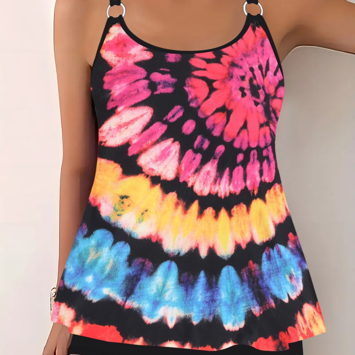 2025 New European and American Cross-border Amazon Swimsuit Women's Split Swimsuit Two-piece plus size Tankini Swimsuit