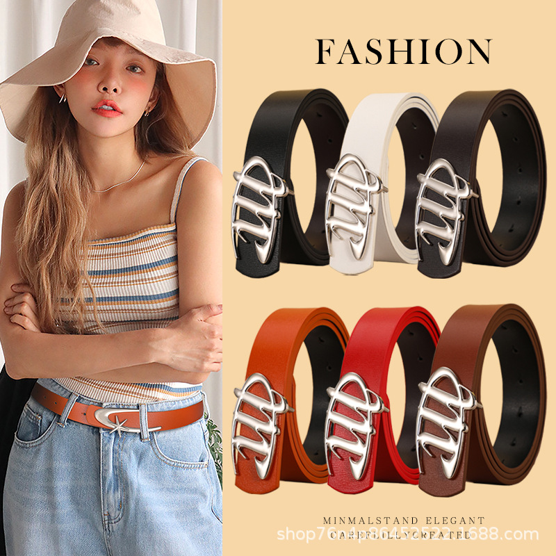 Cross-border PU leather ladies belt high-end sense Joker alloy pin buckle ins wind decorative pants belt women's factory wholesale