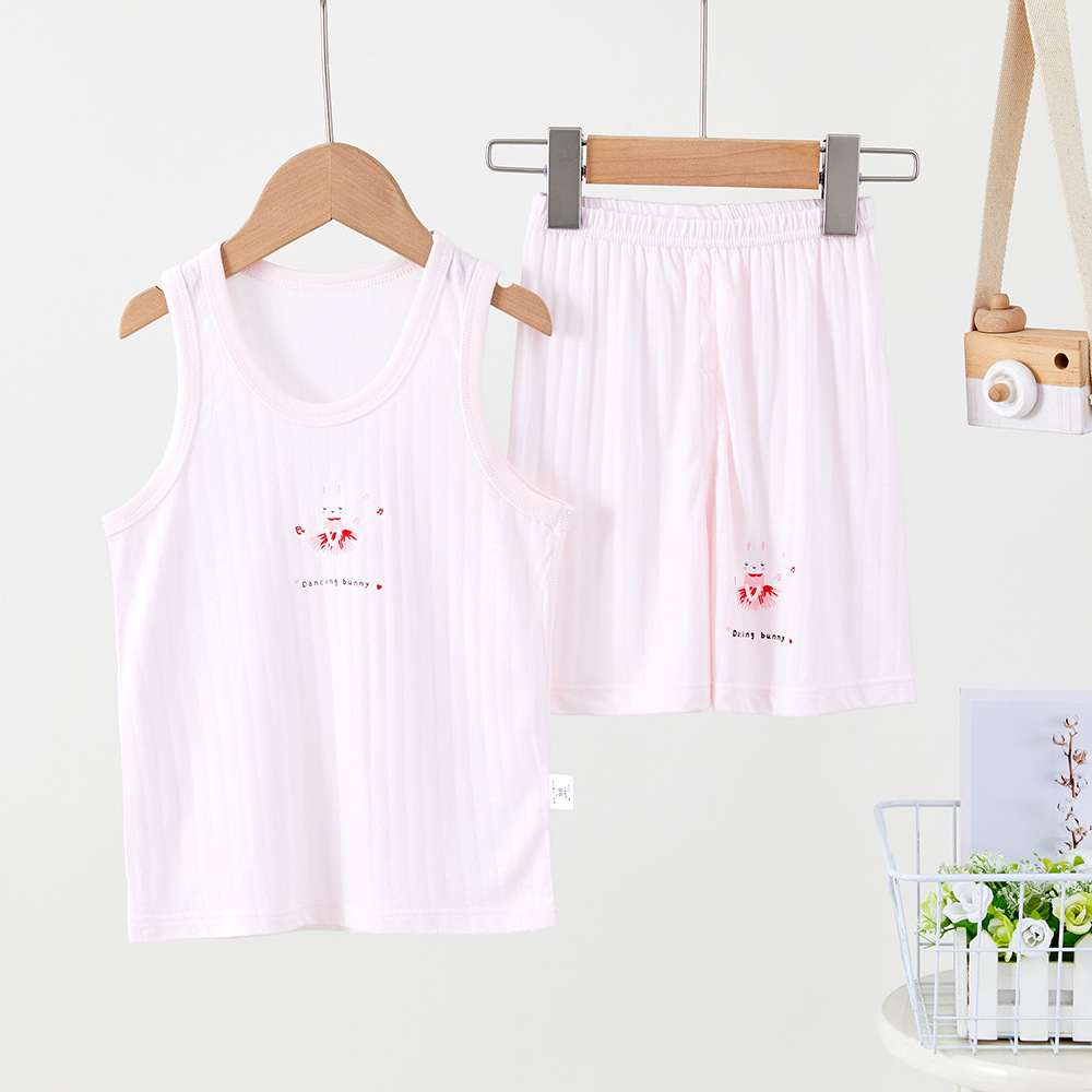 Picture of Children's vest shorts suit summer new boys' sleeveless top girls' bottoming shirt children's cold feeling wholesale