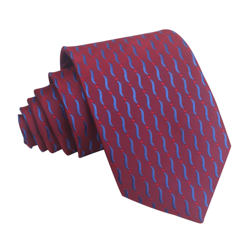 Picture of 25 New 8cm Polyester Jacquard Stripesd Tie 7cm Men's and Women's Business Formal Wear Casual High-End Red Black Blue