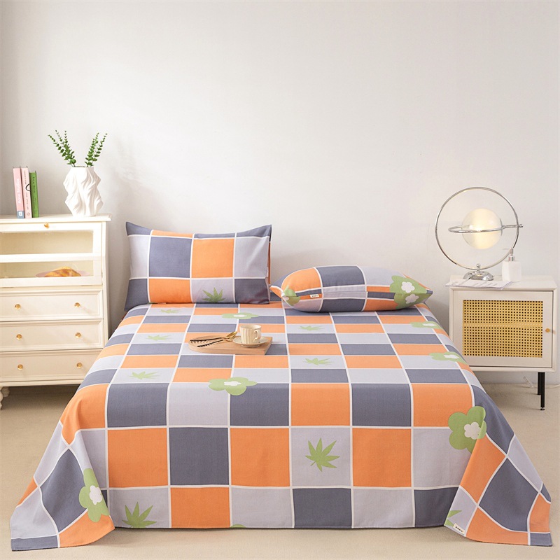Picture of Pure Cotton Thickeneded Old Coarse Cloth Bed Sheetss 100 Cotton Maternal and Infant Grade Old Coarse Cloth Mat Bed Sheets Dormitory Single Three-Piece Set 2
